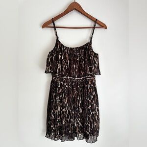 Guess Leopard Print Tiered Ruffled Midi Sundress - size 3